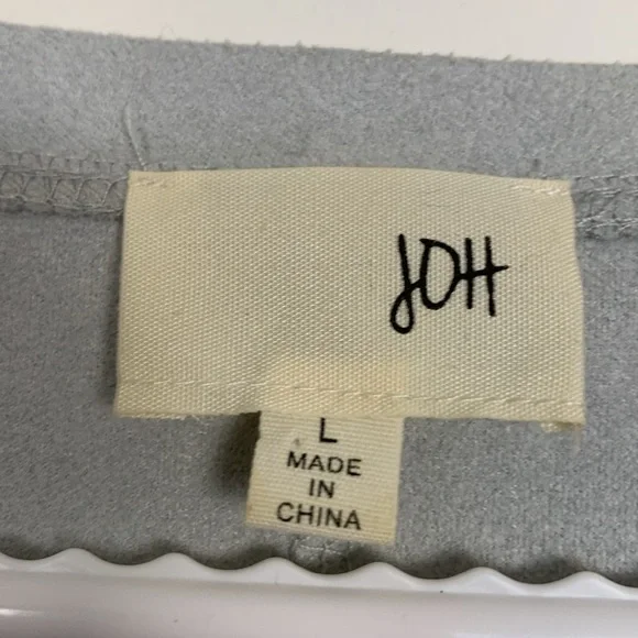 Joh Dove Grey Stretch Faux Suede Dress w Fringe - Picture 6 of 8